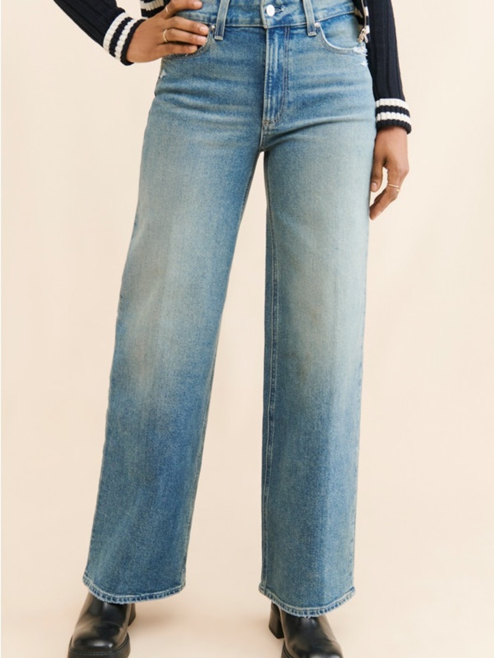 PAIGE Wide-Leg Jeans in Light Blue Wash